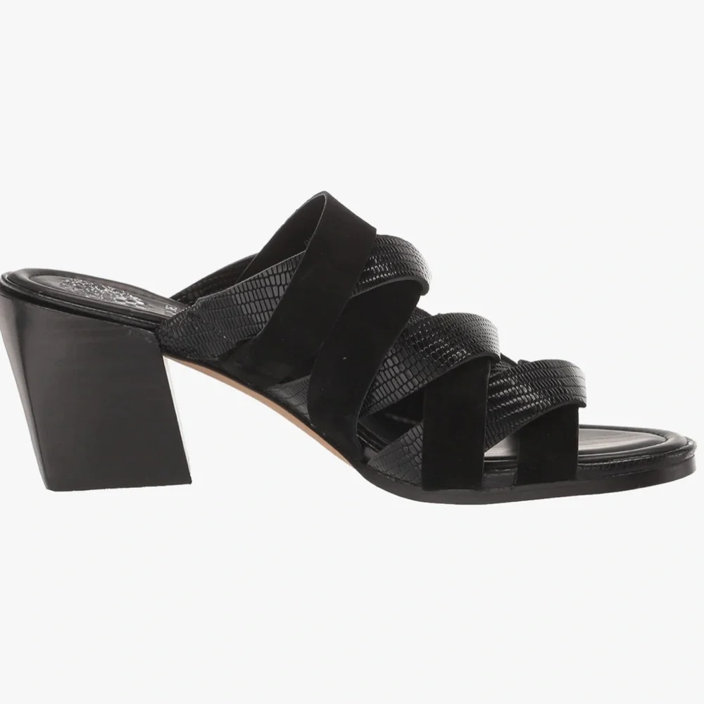 Vince Camuto Deljesta Black Braided Leather Strap Mules Size 8.5 - Picture 3 of 9